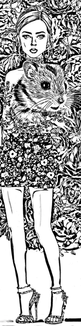 Free colorable bookmarks of a woman holding a hamster